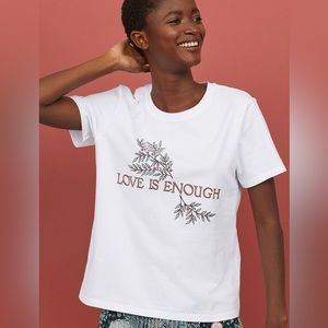 H&M Morris & Co Love Is Enough Cotton T-Shirt Short Sleeve Floral M